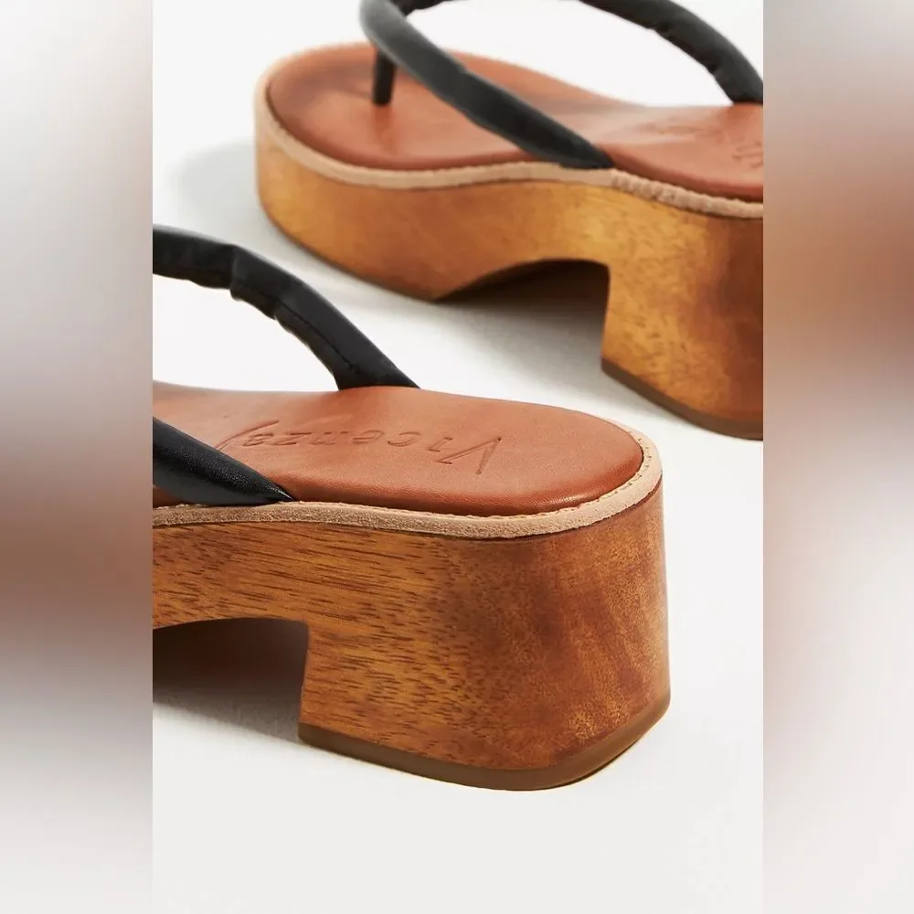 Anthropologie Vicenza Wooden Thong Heels